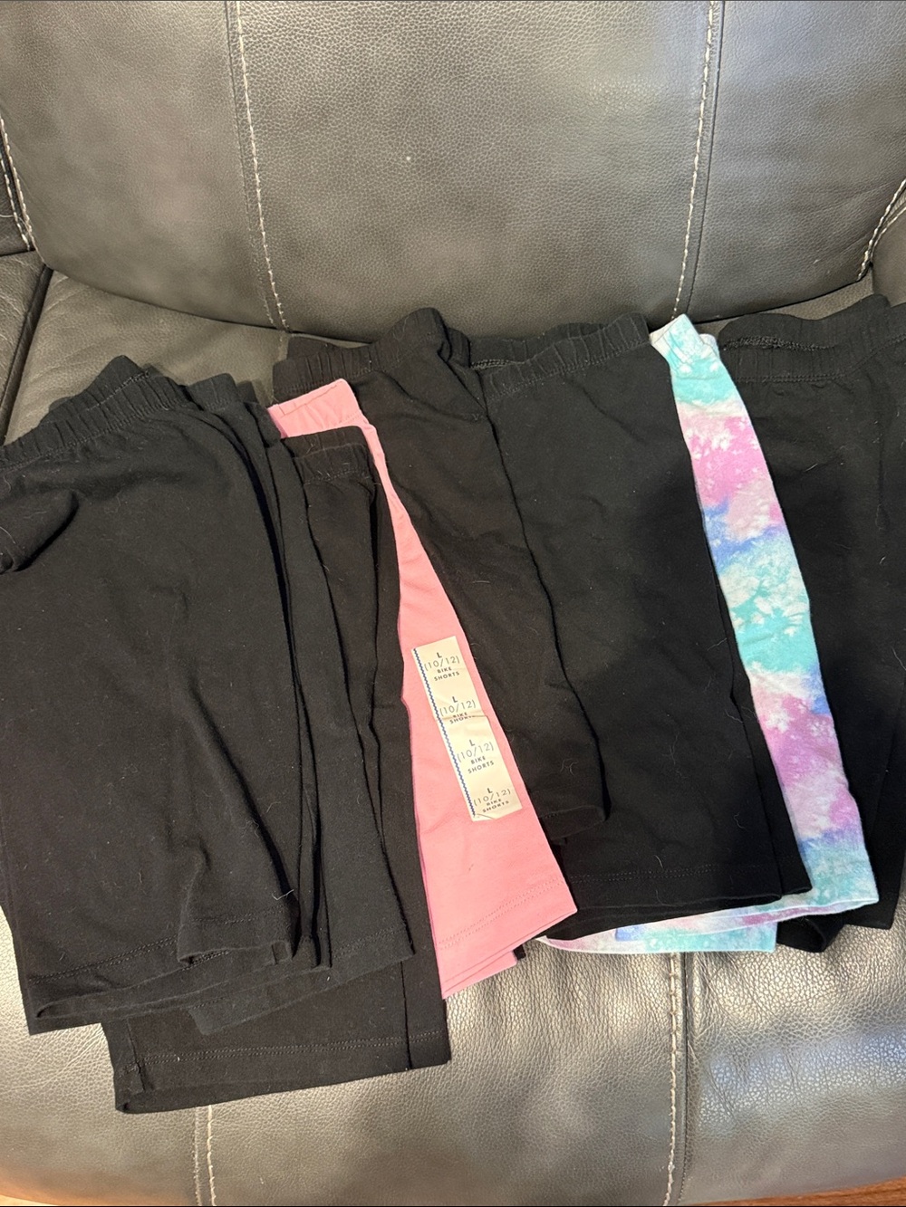 Cat & Jack Girls' Black, Pink & Tie-Dye Shorts 7 pairs! Size 10/12
